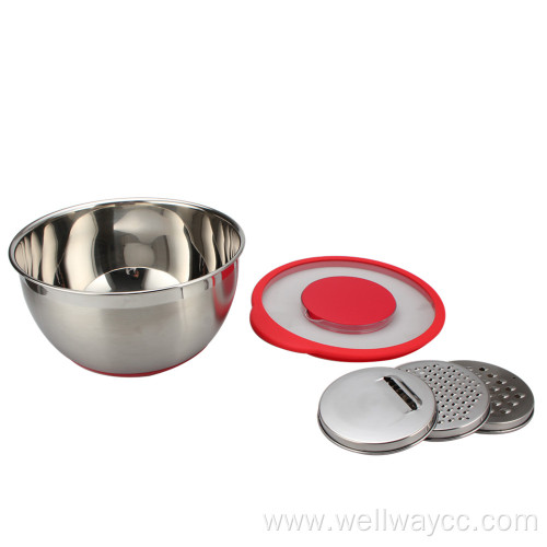 5QT Stainless steel salad cutter bowl set